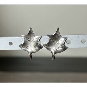 Cute Sterling Leaf Screw Back By Nye.